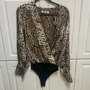 DO+BE Snake Print Bodysuit - Brown and Black